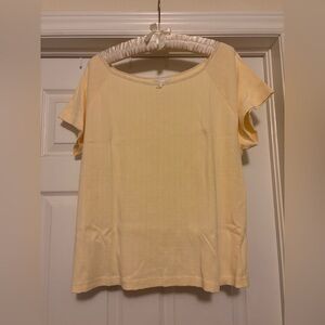 Susan Bristol Pale Yellow Short Sleeve Scoop Neck Top